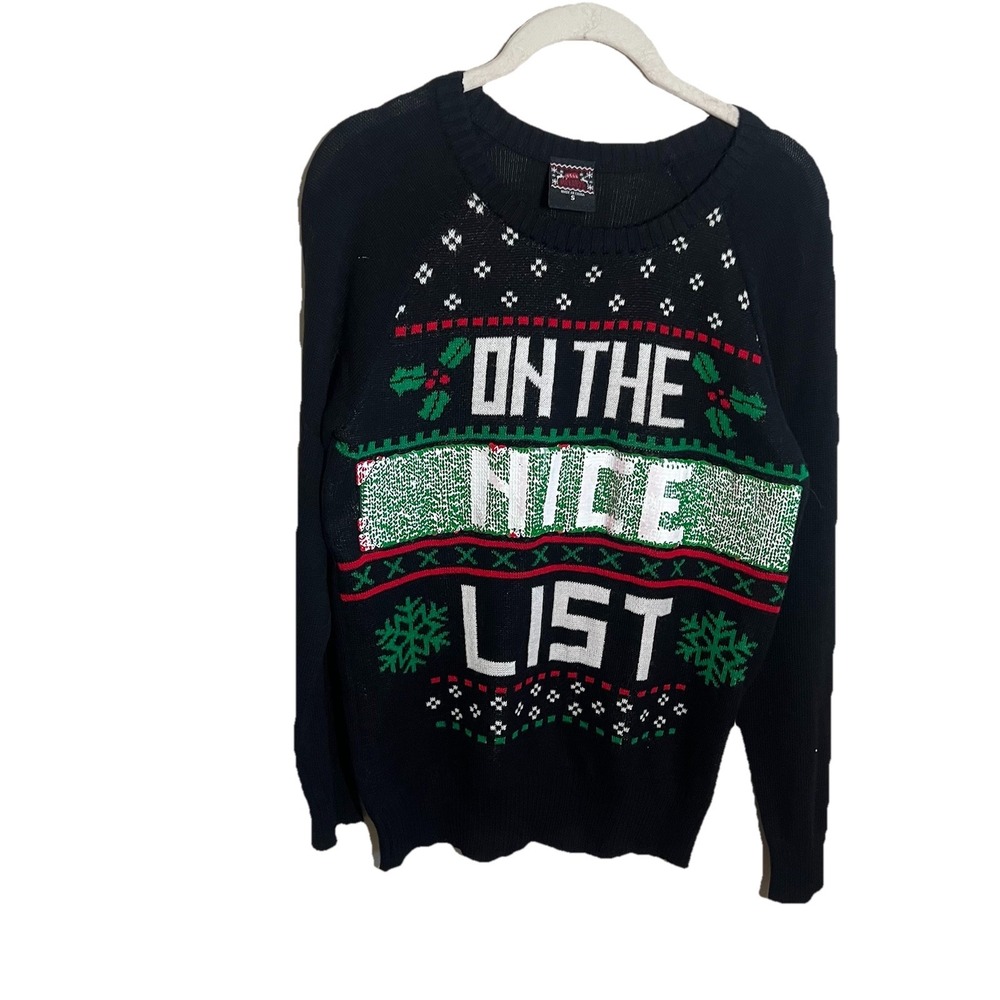 Well Worn On the Naughty Nice List Christmas Sweater Sequin Women Size‎ Small